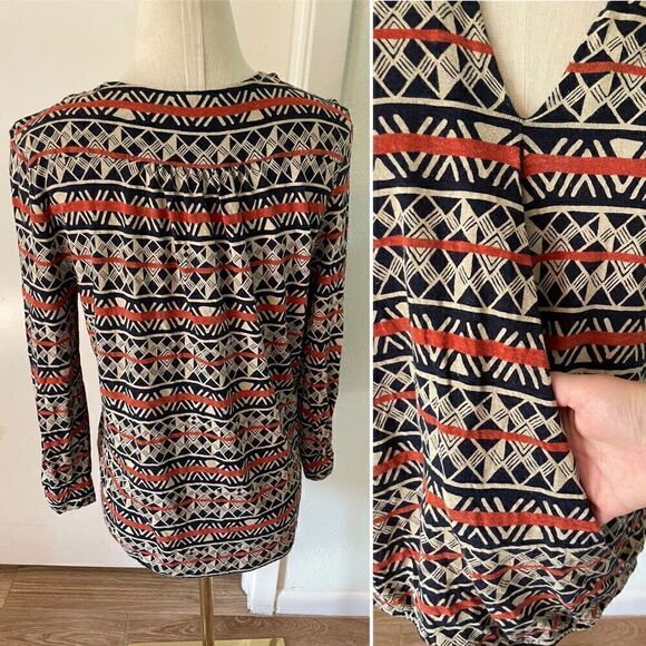 Lucky Brand Boho Printed Cross Front Blouse - Picture 2 of 2